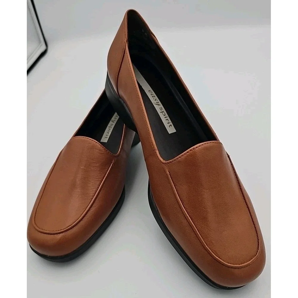 EASY SPIRIT Closer Comfort Loafer Shoes Brown Leather Women's Size7B NWOB